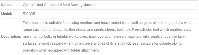 Zy 335b Single Needle Cylinder-Bed Big Hook Heavy Duty Sewing Machine