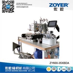 ZY600-35XBDAHigh efficiency automatic sewing machine with cover-stitch designed for bottom hemming of T-Shirt